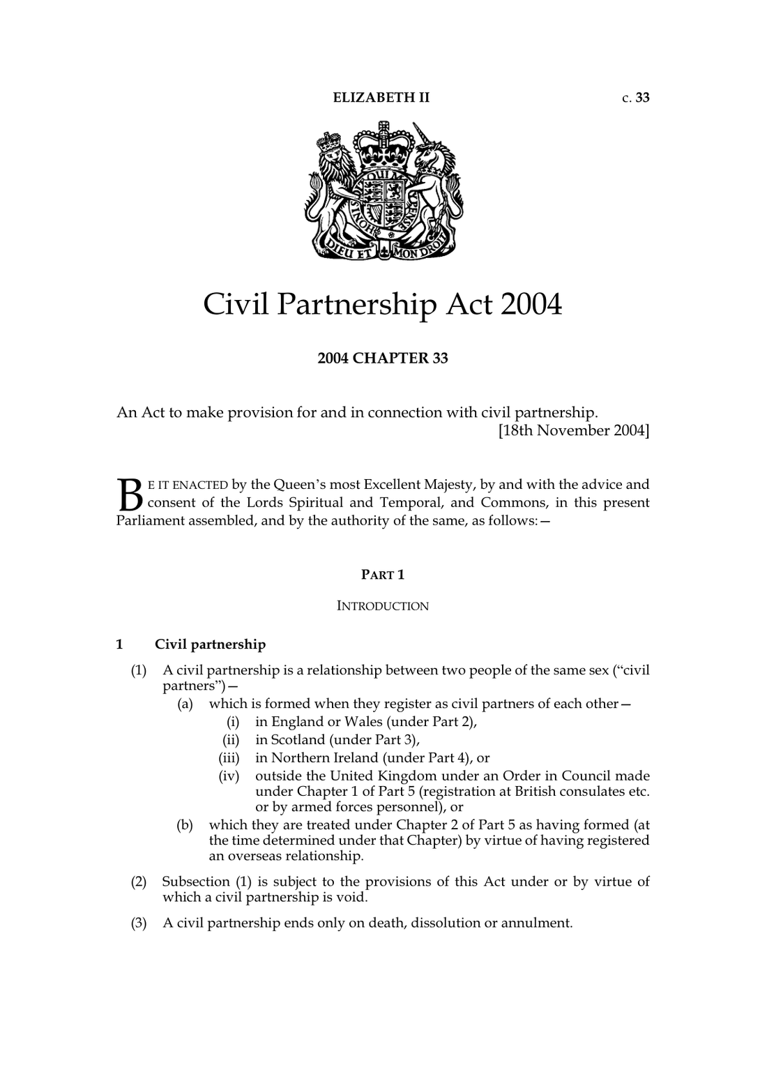 Page 1 of Civil Partnership Act 2004