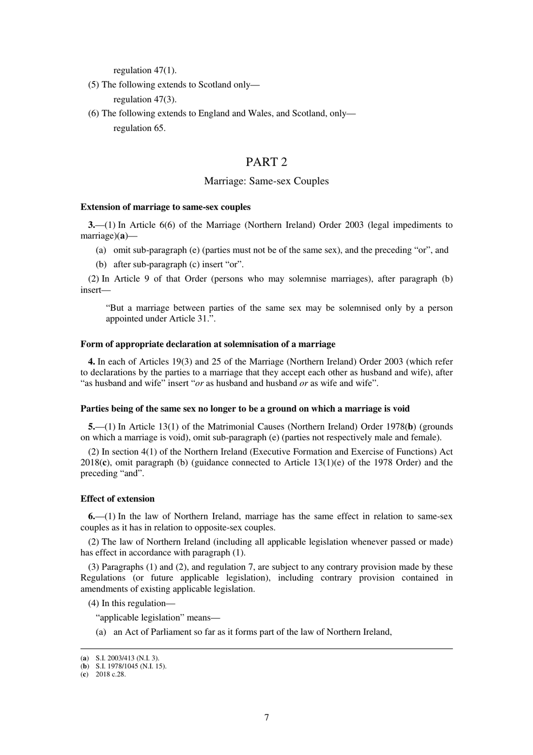 Page 7 of The Marriage (Same-sex Couples) and Civil Partnership (Opposite-sex Couples) (Northern Ireland) Regulations 2019